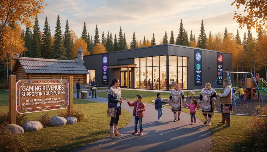 Indigenous community members gathered in modern community center for discussion